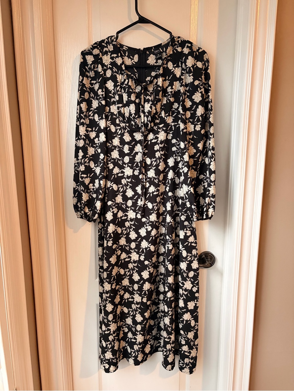 Black Dress with White Floral Print